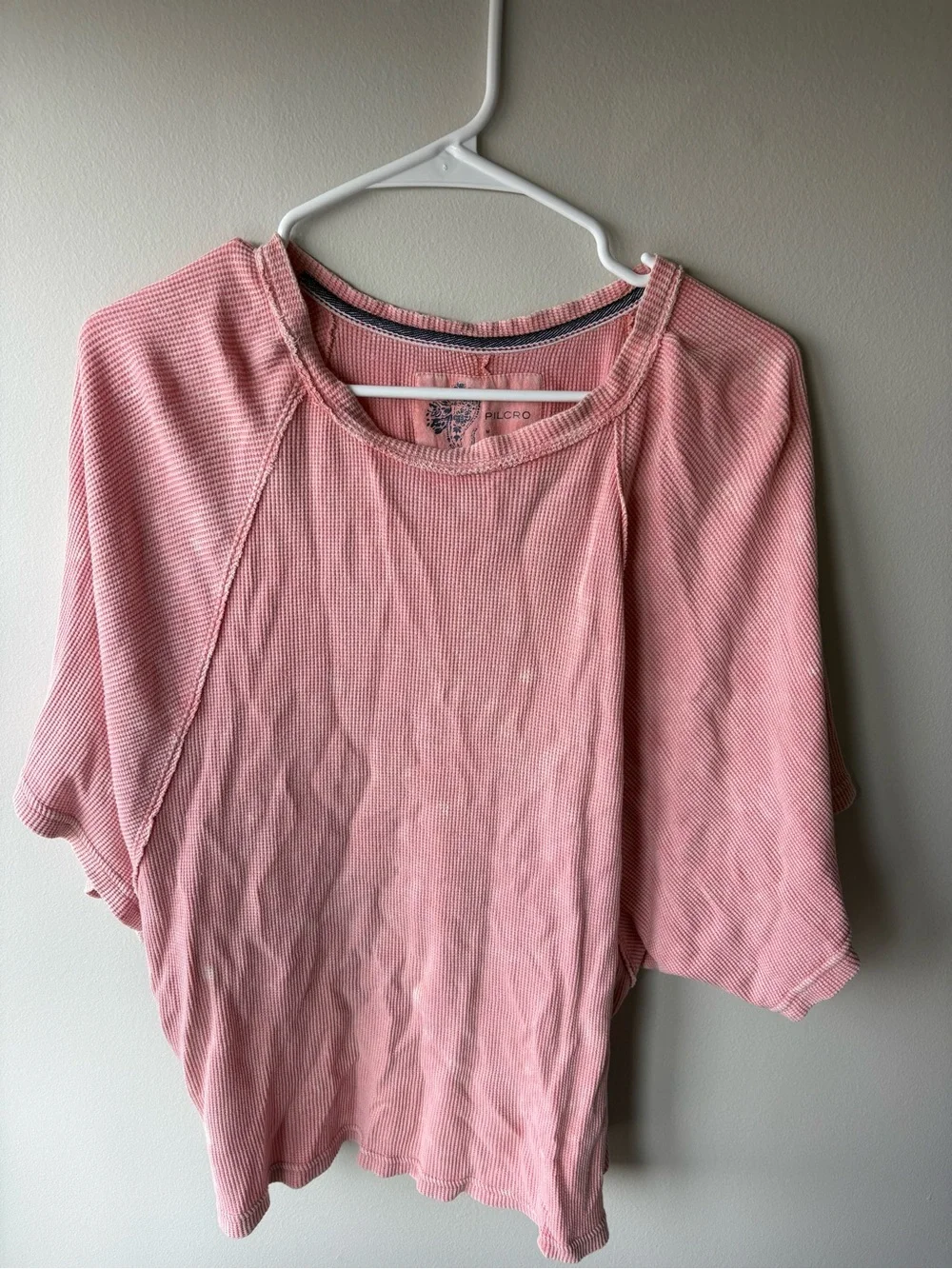 Free People Dusty Pink Raglan Short Sleeve Thermal Top